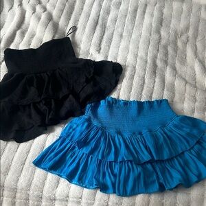 Bundle of 2 EUC Mustard Seed Blue and black Ruffle Mini Skirts  Black